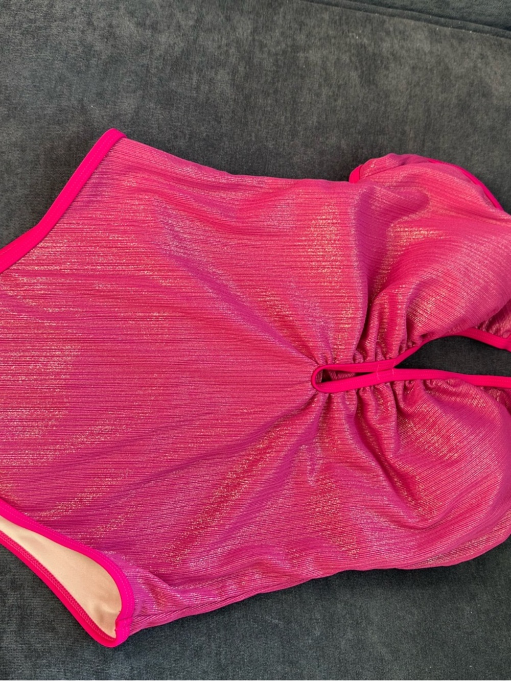 Cupshe Shimmery Hot Pink One-Piece Swimsuit with Center Cinch
